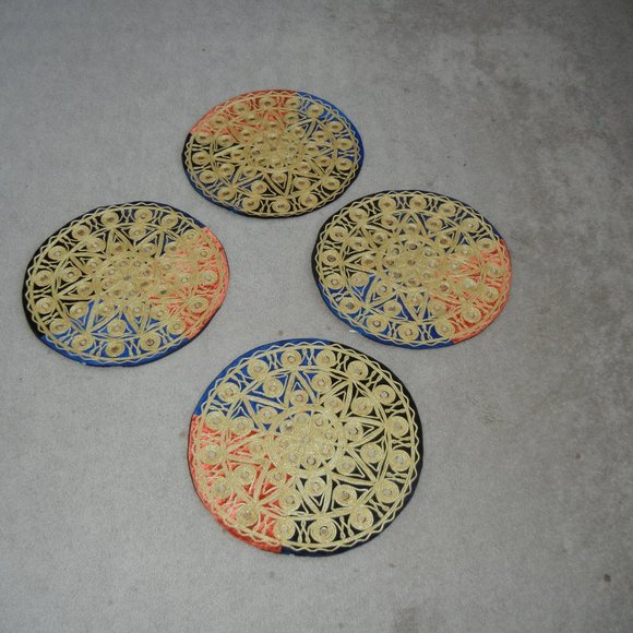 Round Cushion Covers Mirror Studded Handmade - Set of 4 - Picture 2 of 3